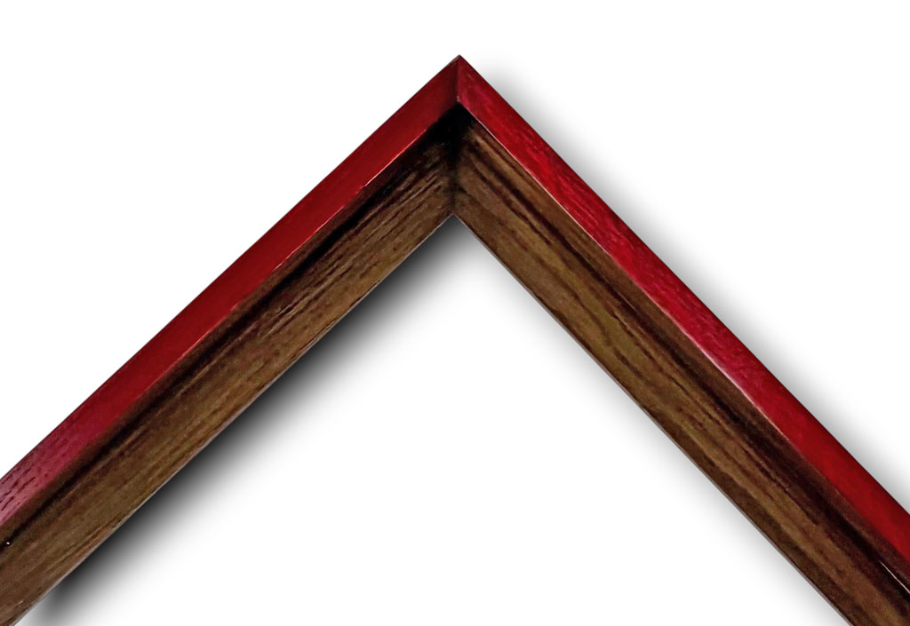 Caisse 45*45 Pente, Teinté chêne foncé pente oléo rouge